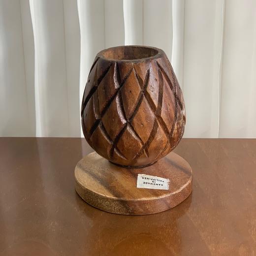 Vintage菲律宾手工雕刻木制烛台AU117 商品图3