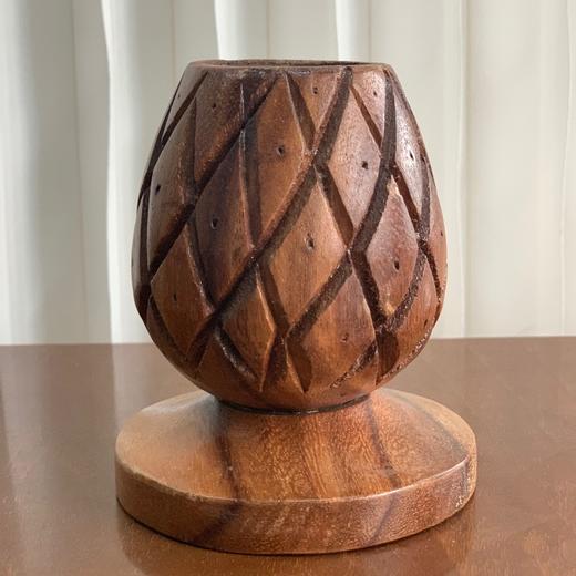 Vintage菲律宾手工雕刻木制烛台AU117 商品图2