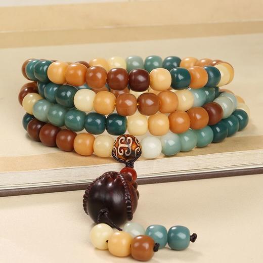 彩色菩提手串七彩菩提根手串108颗手持男文玩盘玩佛珠念珠女手链 商品图1