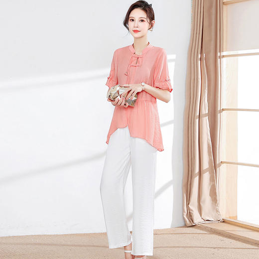时尚妈妈装新款不对称打底衫+直筒阔腿裤休闲套装QYM-JJ-GQ968-Y 商品图5