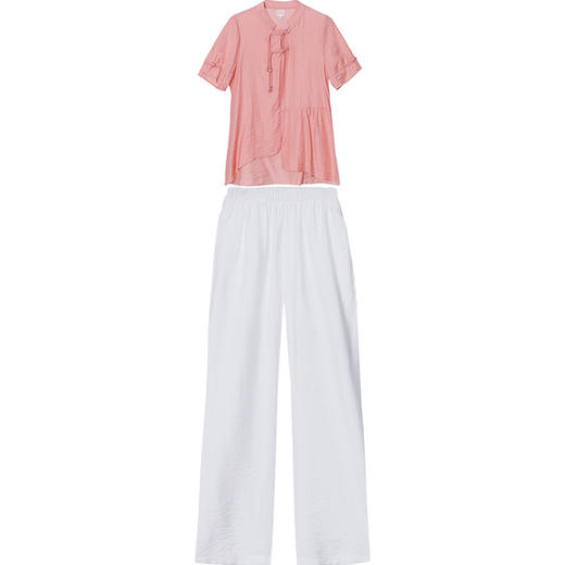 时尚妈妈装新款不对称打底衫+直筒阔腿裤休闲套装QYM-JJ-GQ968-Y 商品图4