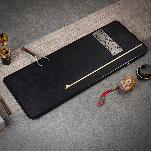 【预订款三天内发货】锦绣-宋韵天然玄青石茶盘家用简约排水式茶具（80*30*3cm）整块石头茶台 商品图1