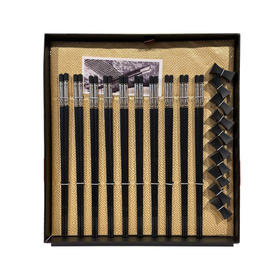 客满多步步高升雅黑合金筷10双装/如意云浮雕银丝金10对装合金筷