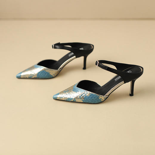 春季新款，女鞋时尚气质欧美风蛇纹尖头细跟包头半拖鞋女高跟鞋MY-A109 商品图6
