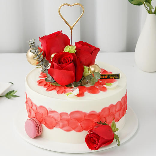 【花晨月夕蛋糕】红艳外表的加持下，散发着独特玫瑰花香，马卡龙浸润的浪漫谁有不爱呢，点燃专属蜡烛绽放美丽瞬间~（可选1/2/3磅） 商品图2