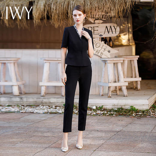 IWY/夏季气质短袖西装套装高级感正装2023新款美容院工作服女士职业装CP1771 商品图3