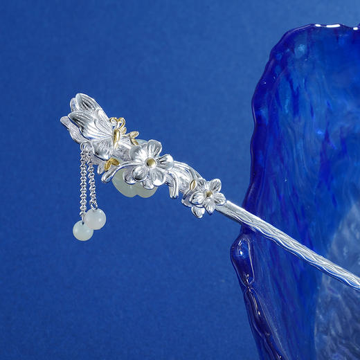 子佩集S925银【火树银花】和田玉发簪【WSJ0109】双面发簪2305 商品图2