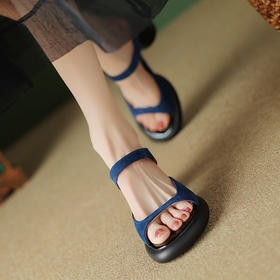 时尚舒适，羊猄皮厚底高跟凉拖TYM-D6260