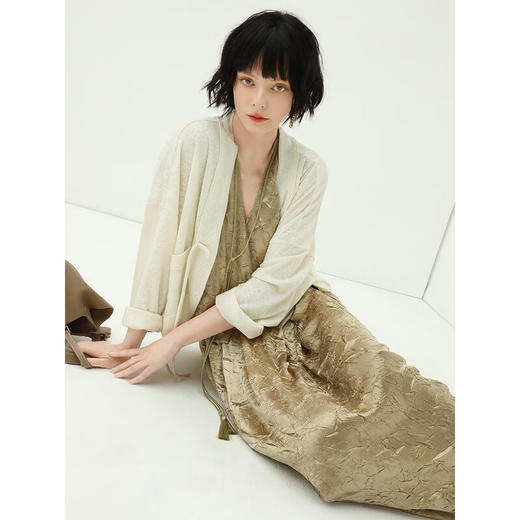 COCOBELLA高奢质感褶皱肌理背心裙流苏光泽千金风连衣裙FR160 商品图2