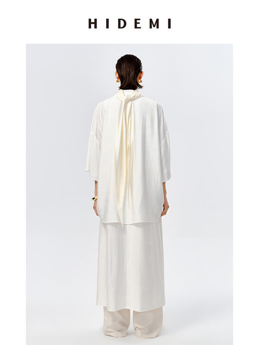 HIDEMI 水洗廓形极简褶皱微伞状多粒扣上衣 商品图8