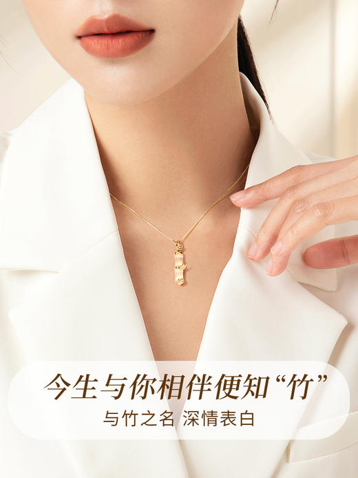 【有你“竹”够】六鑫珠宝 和田玉竹项链 925纯银 商品图2