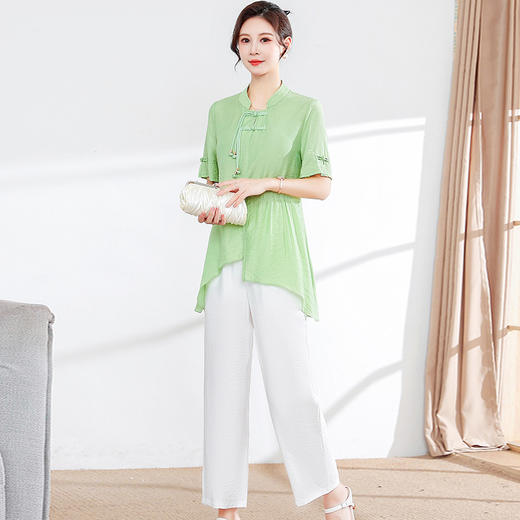 时尚妈妈装新款不对称打底衫+直筒阔腿裤休闲套装QYM-JJ-GQ968-Y 商品图6
