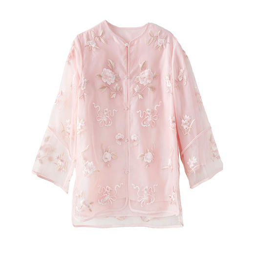 新中式复古，重工满绣柔顺欧根纱改良唐装上衣女装夏季开衫外套SJ-9485 商品图4