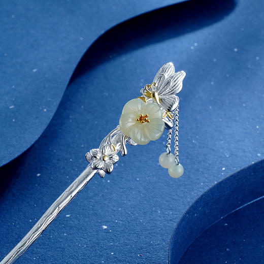 子佩集S925银【火树银花】和田玉发簪【WSJ0109】双面发簪2305 商品图4