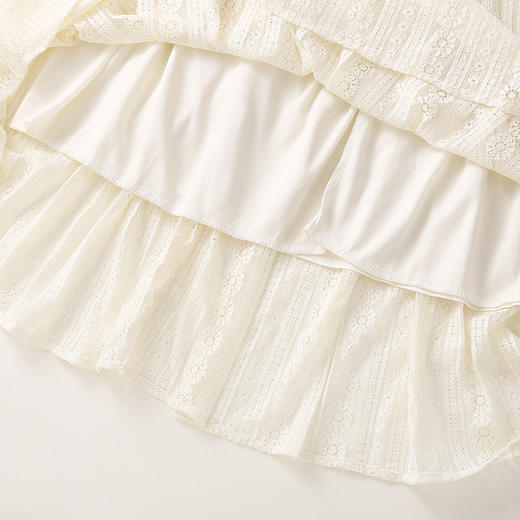 NYL-9729 蕾丝半身裙女2023春秋新款时尚洋气高腰拼接小个子减龄百褶中长裙 商品图3