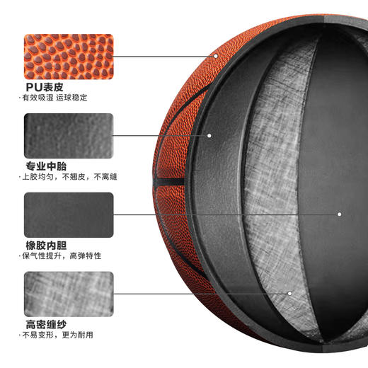 KELME卡尔美篮球7号标准室外训练专用PU耐磨皮球小学生儿童5号球 商品图2