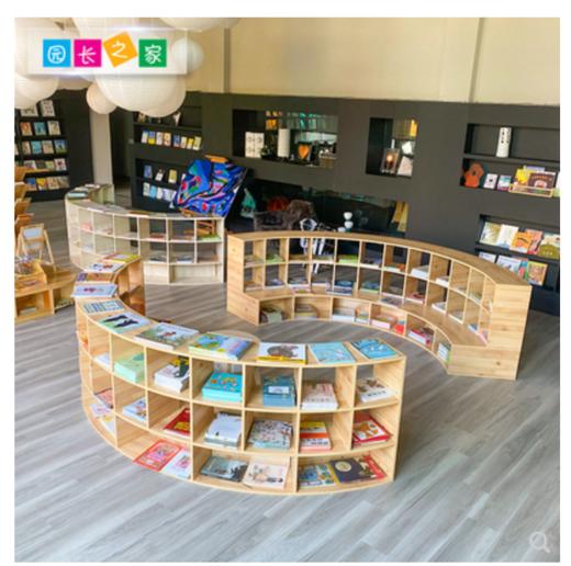 三层半圆绘本架幼儿园绘本馆阅读区儿童半圆毛毛虫中岛绘本架 商品图0