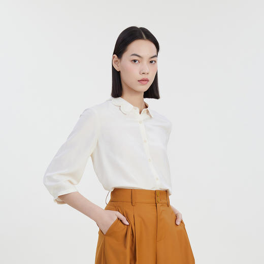 谜底通勤OL风衬衫分袖女2023夏季新款时尚简约宽松衬衣232MC0668 商品图1