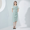 NF8G4斯尔丽瑟俪2023夏季新款泡泡袖公主范腰间褶皱立体裁剪连衣裙 商品缩略图3