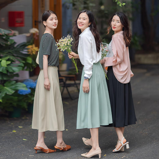 原价159秒杀89 丨”轻熟的优雅“定制冰丝复古中腰过膝伞裙 商品图2