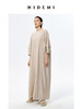 HIDEMI 艺术肌理感燕麦亚麻大廓形系带慵懒连衣裙 商品缩略图7