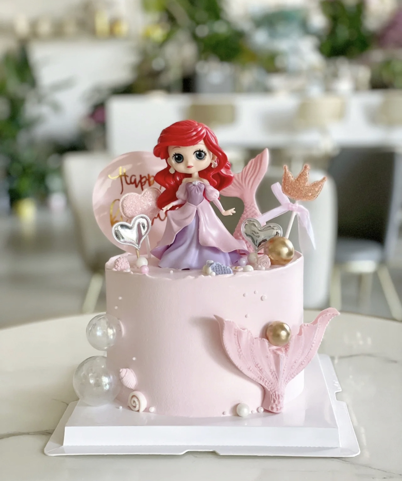 美人鱼粉色公主周岁蛋糕