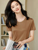 米思阳2024夏季新款百搭直筒爽滑醋纤亲肤短袖T恤纯色上衣女1597 商品缩略图1
