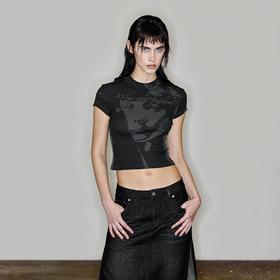 NUTH“凝视”｜复古印花T恤夏季修身短款辣妹上衣女