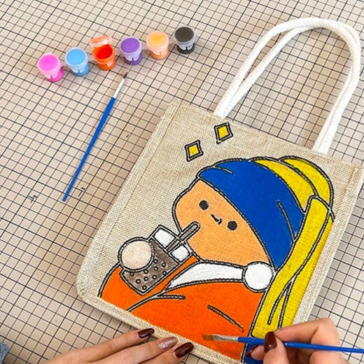 手绘麻布包 商品图0