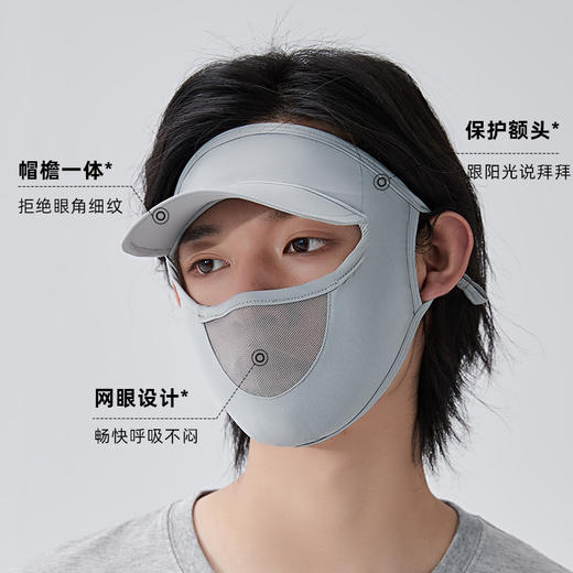 【高倍防晒！全脸防晒面罩】凉感舒适透气，双重护肤，一体式设计，春夏全脸防晒面罩带帽檐女户外防紫外线冰丝口罩透气脸基尼夏日 商品图1