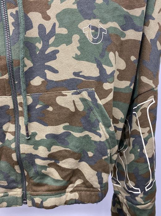 TrueReligion/真实信仰  女士迷彩印花logo拉链连帽短款外套 商品图3