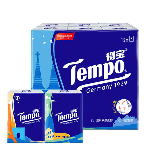 得宝（Tempo） 手帕纸欧式印花无香4层24包 纸巾小包便携装手帕纸餐巾纸 商品图5