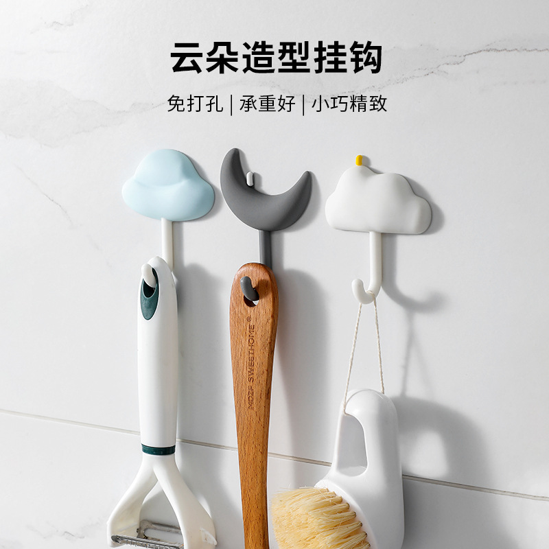 「9.9元包邮！三个装」简约挂钩粘胶墙壁挂居家日用墙上无痕承重浴室厨房用品勾粘贴免打孔粘钩
