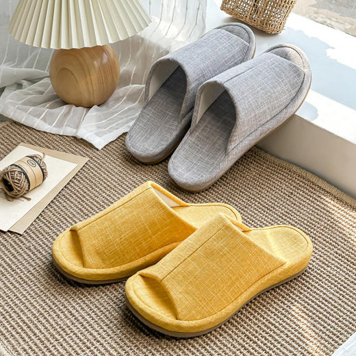【夏日凉拖】布艺拖鞋纯色情侣家用静音拖鞋防水盆底家用拖鞋防滑 商品图1