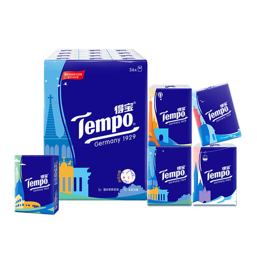 得宝（Tempo） 手帕纸欧式印花无香4层36包 纸巾小包便携装手帕纸餐巾纸 商品图6