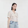 谜底气质系带圆领天丝衬衫短袖女2023夏款通勤修身衬衣232MC0695 商品缩略图1