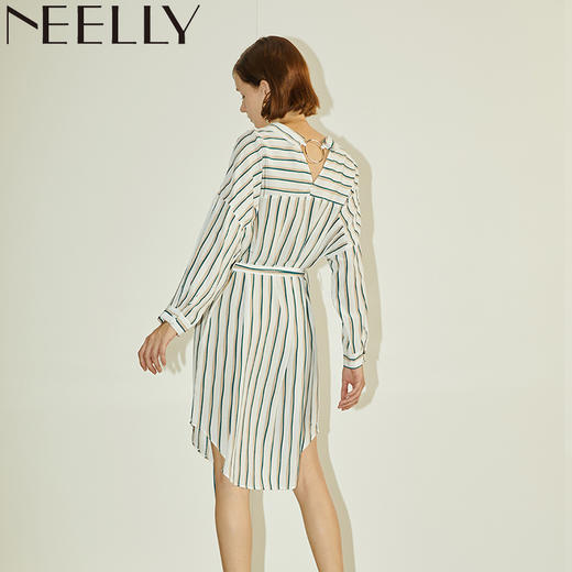 NEELLY/纳俪2018商场同款春衬衫裙娃娃领衬衫连衣裙N51803AY155 商品图3