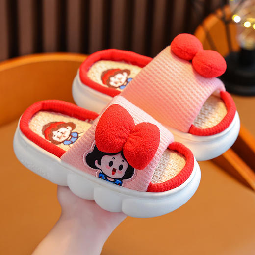 「四款配色！亚麻材质」春夏儿童亚麻拖鞋 女孩公主室内家用防滑亲子四季宝宝地板凉拖鞋童鞋 商品图1