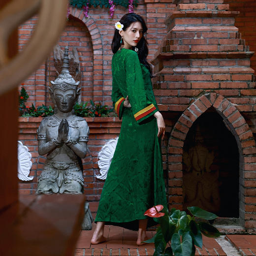 绿野踪灵撞色连衣裙 | 中式优雅 |现货加急发 商品图3