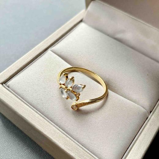 玻璃种翡翠小花戒指18k黄金钻石镶嵌 商品图6