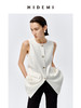 HIDEMI 水洗亚麻圆领口袋显瘦极简西装马甲 商品缩略图2