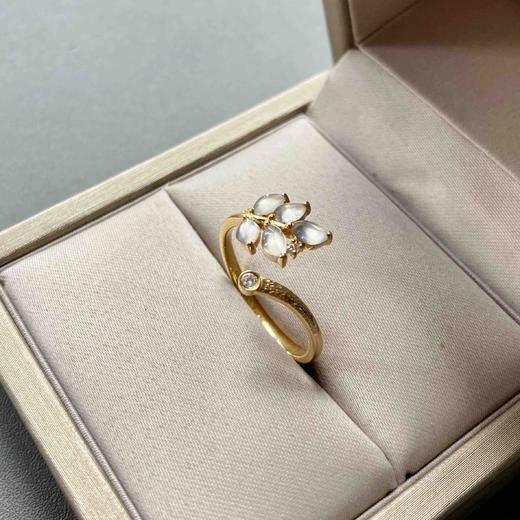 玻璃种翡翠小花戒指18k黄金钻石镶嵌 商品图4