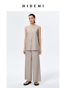 HIDEMI海鸥灰极简不对称清爽背心套装 背心/云朵长裤