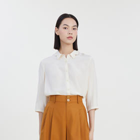 谜底通勤OL风衬衫分袖女2023夏季新款时尚简约宽松衬衣232MC0668