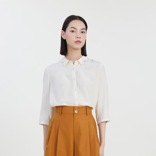 谜底通勤OL风衬衫分袖女2023夏季新款时尚简约宽松衬衣232MC0668 商品图0