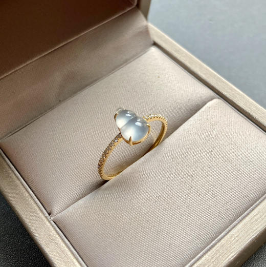 高冰种翡翠葫芦戒指18k黄金钻石镶嵌 商品图2