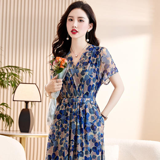 碎花连衣裙气质修身显瘦洋气别致年轻妈妈长裙CLYZ23111-1 商品图11