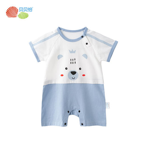 贝贝怡新生儿肩开连体衣夏季薄款纯棉短袖爬服男女宝宝卡通哈衣232L2043
 商品图8