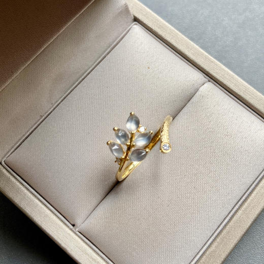 玻璃种翡翠小花戒指18k黄金钻石镶嵌 商品图1