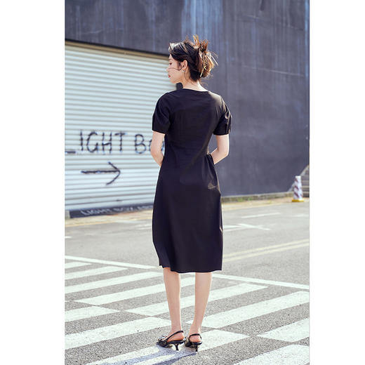 NEELLY纳俪商场同款复古泡泡袖连衣裙女收腰夏季新款中长款收腰裙N23044Y03307 商品图3